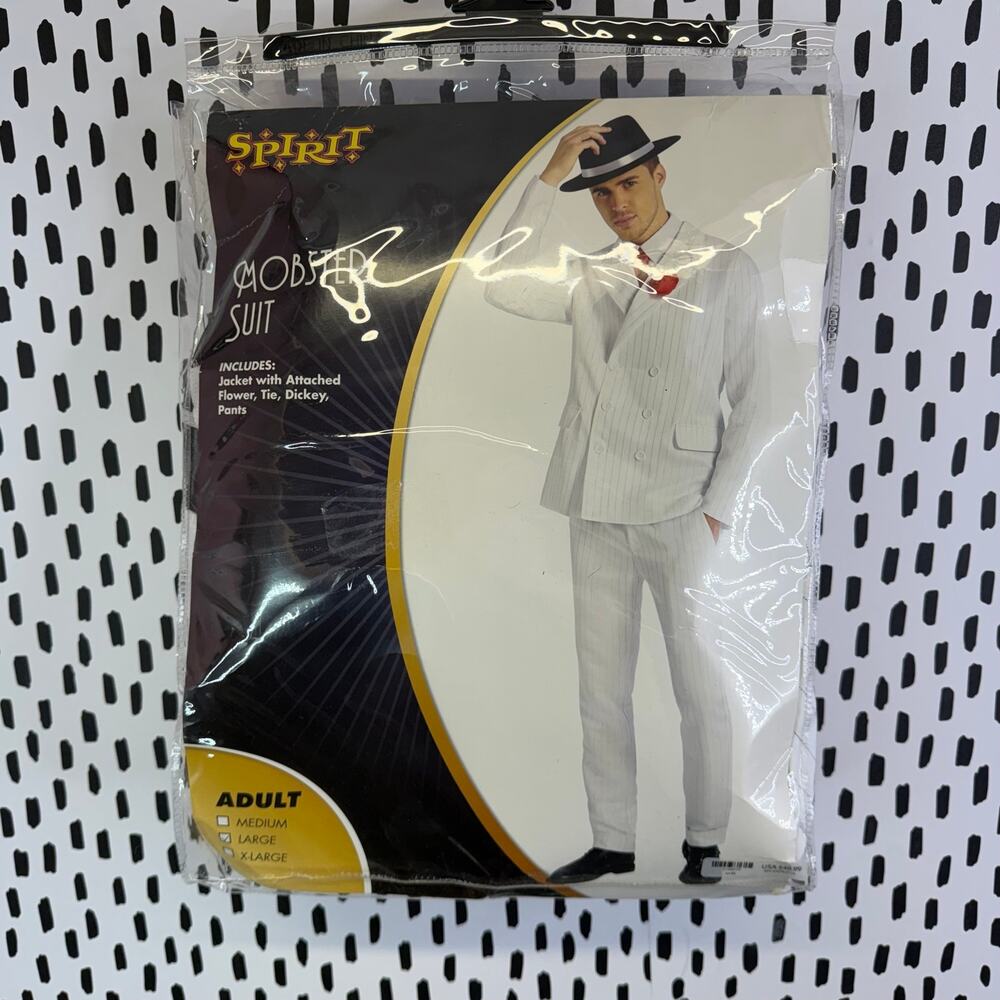 Y2K vintage Spirit Halloween Adult White '20s Mobster Suit size large
